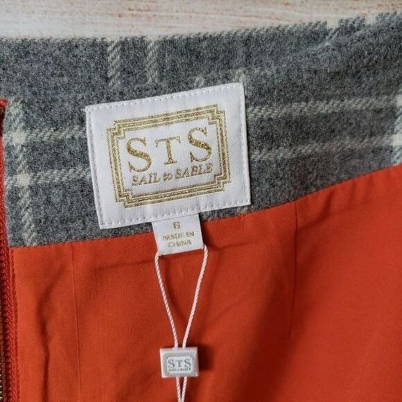 Sail To Sable Wool Blend Box Pleat Plaid Lined Mini Skirt Women's Size 6 Grey - Picture 10 of 11